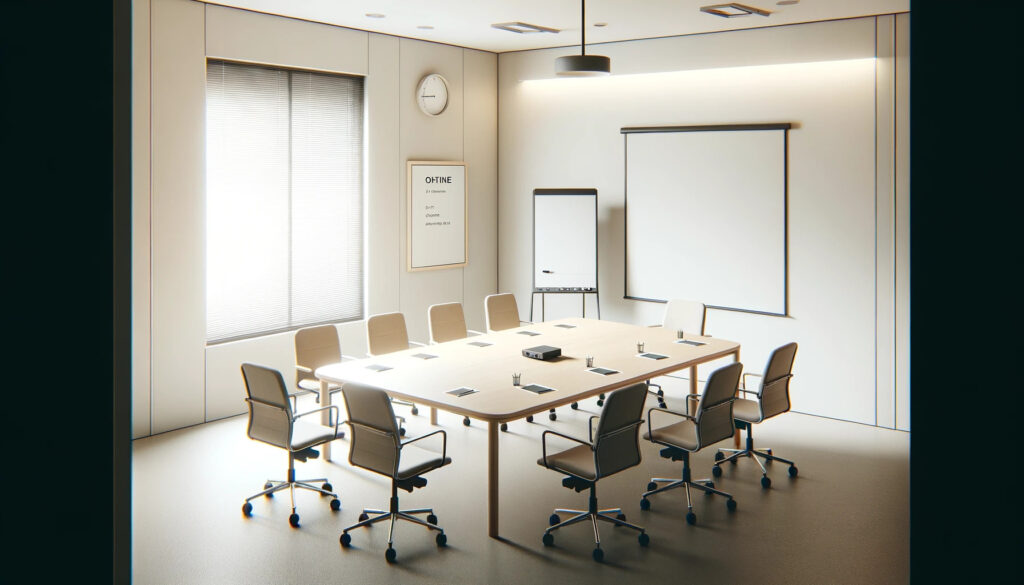 Board room with basic chairs around it